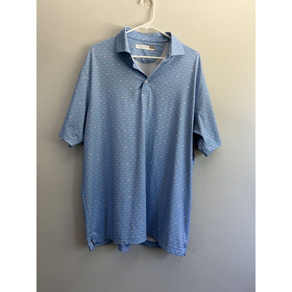 Hart Schaffner Marx Luxury Performance Polo Shirt Men's XL Blue Micro Print